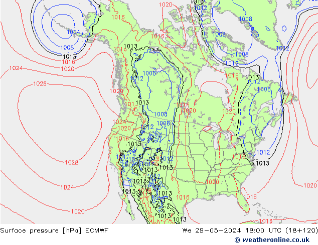 Surface pressure ECMWF We 29.05.2024 18 UTC