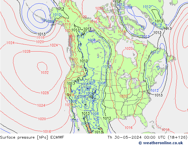 Luchtdruk (Grond) ECMWF do 30.05.2024 00 UTC