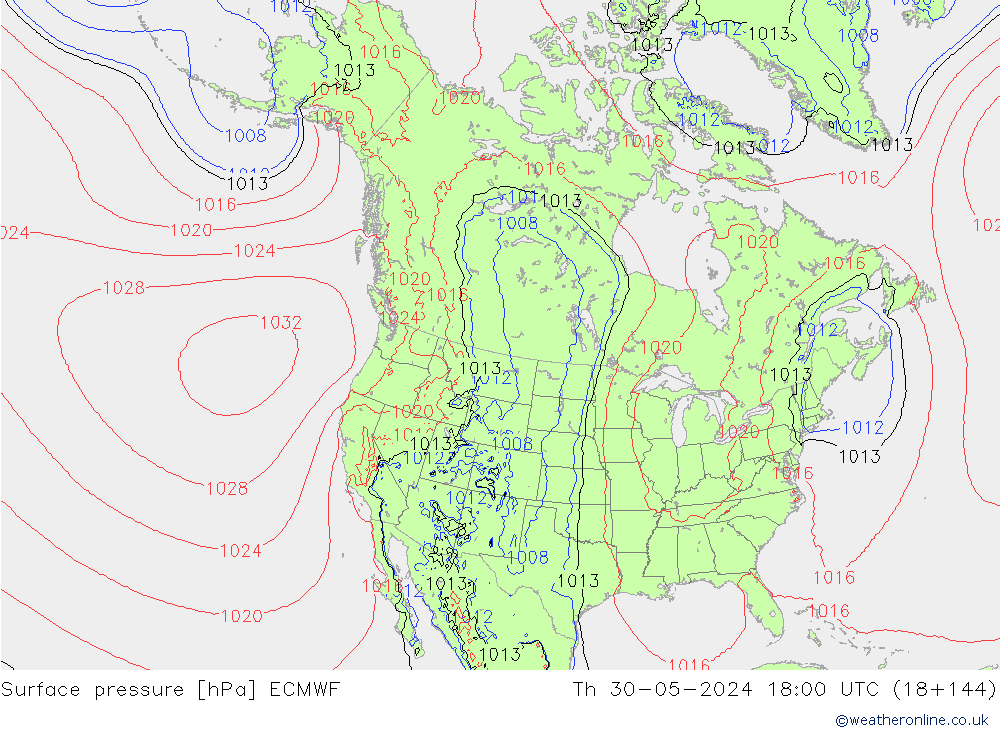 Surface pressure ECMWF Th 30.05.2024 18 UTC