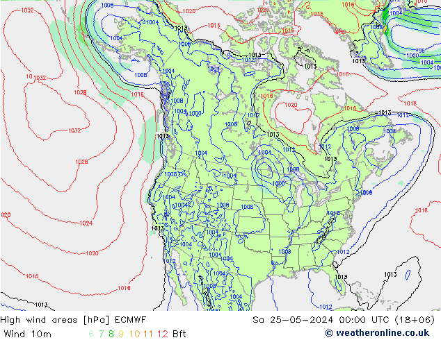 High wind areas ECMWF Sa 25.05.2024 00 UTC