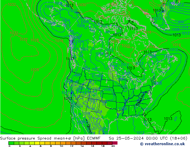 Bodendruck Spread ECMWF Sa 25.05.2024 00 UTC