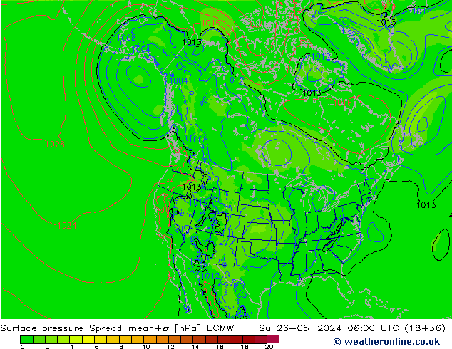 pression de l'air Spread ECMWF dim 26.05.2024 06 UTC