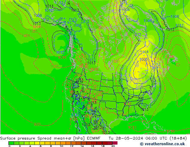 Bodendruck Spread ECMWF Di 28.05.2024 06 UTC