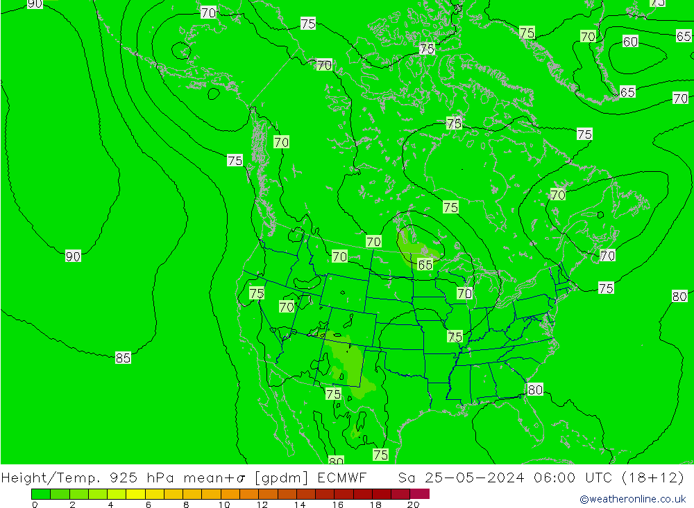 Yükseklik/Sıc. 925 hPa ECMWF Cts 25.05.2024 06 UTC