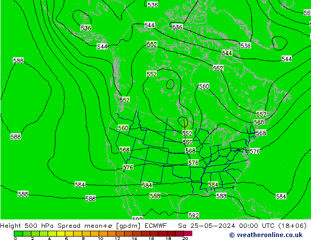 Height 500 hPa Spread ECMWF Sa 25.05.2024 00 UTC