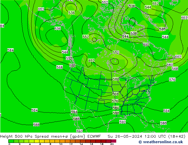 500 hPa Yüksekliği Spread ECMWF Paz 26.05.2024 12 UTC