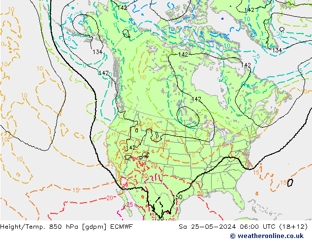 Yükseklik/Sıc. 850 hPa ECMWF Cts 25.05.2024 06 UTC