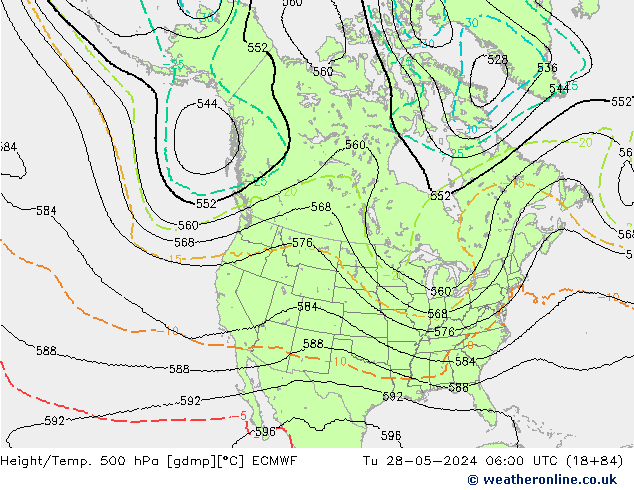 Height/Temp. 500 hPa ECMWF Di 28.05.2024 06 UTC