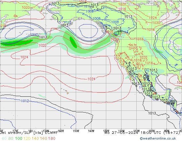 Straalstroom/SLP ECMWF ma 27.05.2024 18 UTC