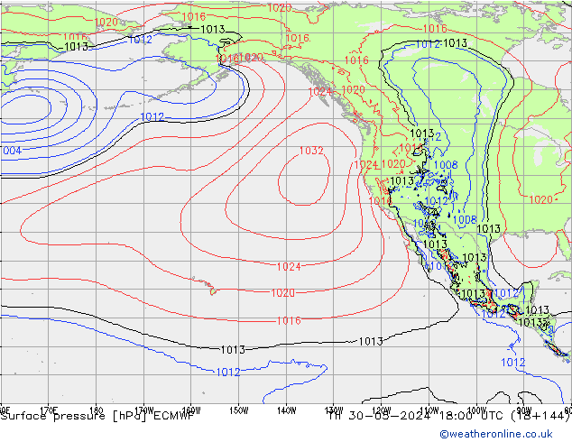 pressão do solo ECMWF Qui 30.05.2024 18 UTC