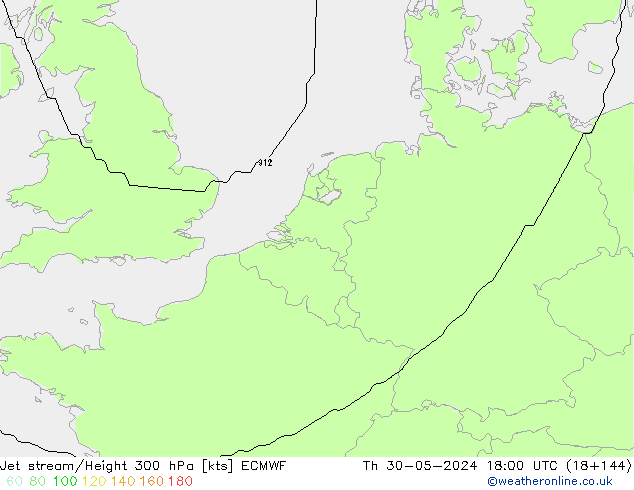 Jet stream/Height 300 hPa ECMWF Th 30.05.2024 18 UTC