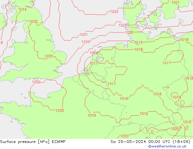 Pressione al suolo ECMWF sab 25.05.2024 00 UTC