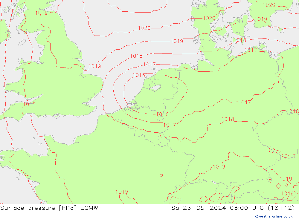 pressão do solo ECMWF Sáb 25.05.2024 06 UTC