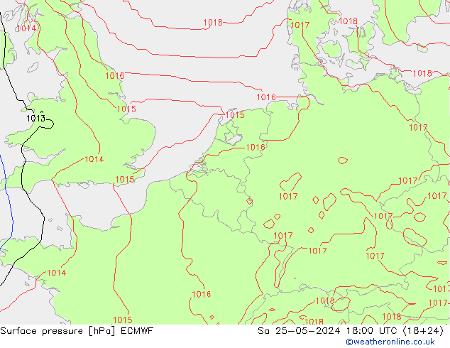 Surface pressure ECMWF Sa 25.05.2024 18 UTC