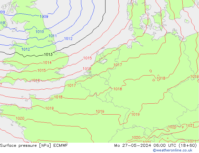 Surface pressure ECMWF Mo 27.05.2024 06 UTC