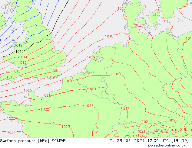 Surface pressure ECMWF Tu 28.05.2024 12 UTC