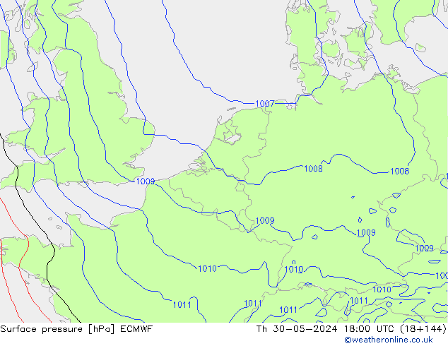 Surface pressure ECMWF Th 30.05.2024 18 UTC