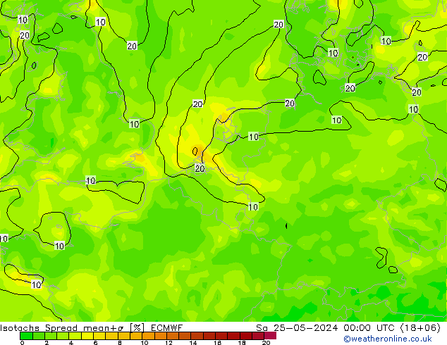 Isotachs Spread ECMWF Sa 25.05.2024 00 UTC