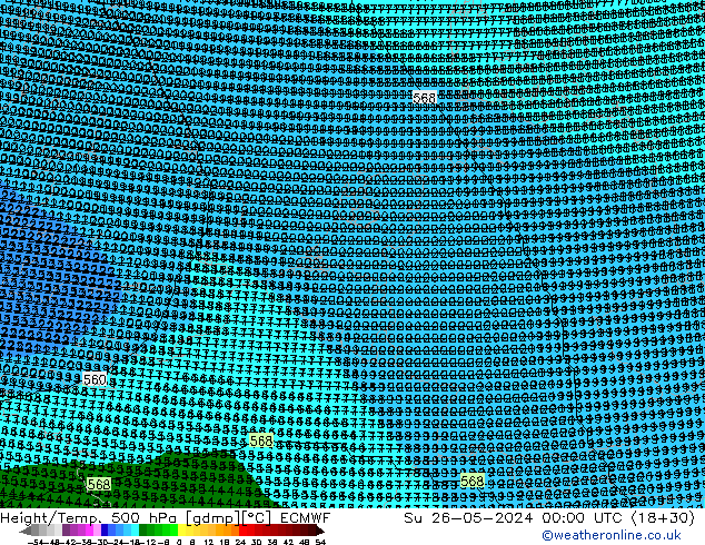 Height/Temp. 500 hPa ECMWF Su 26.05.2024 00 UTC