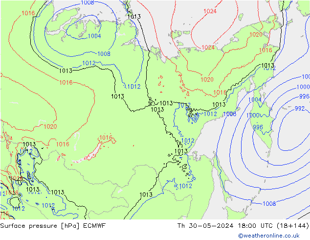 Surface pressure ECMWF Th 30.05.2024 18 UTC