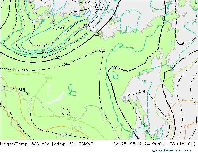 Yükseklik/Sıc. 500 hPa ECMWF Cts 25.05.2024 00 UTC