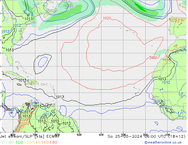 Jet Akımları/SLP ECMWF Cts 25.05.2024 06 UTC