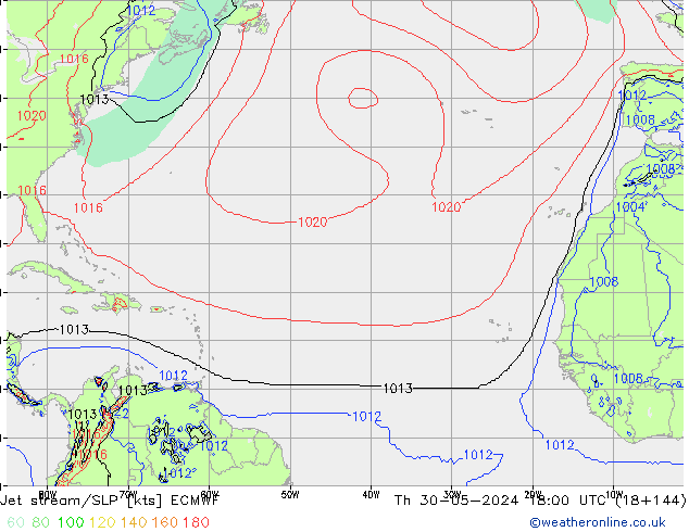 Jet Akımları/SLP ECMWF Per 30.05.2024 18 UTC