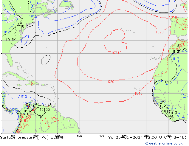 Surface pressure ECMWF Sa 25.05.2024 12 UTC