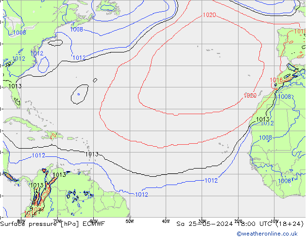 Surface pressure ECMWF Sa 25.05.2024 18 UTC