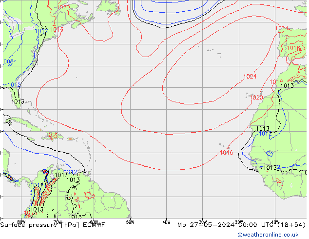 Luchtdruk (Grond) ECMWF ma 27.05.2024 00 UTC