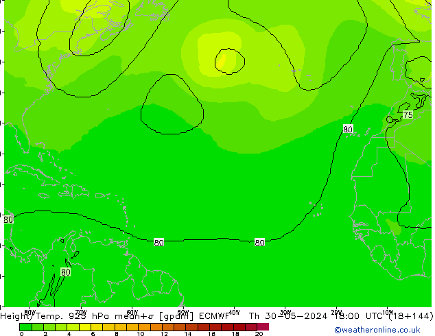 Height/Temp. 925 hPa ECMWF Čt 30.05.2024 18 UTC