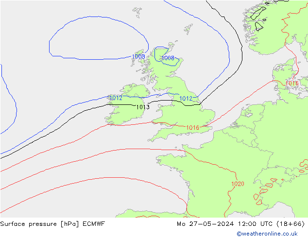 Surface pressure ECMWF Mo 27.05.2024 12 UTC