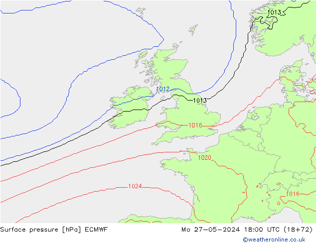 Surface pressure ECMWF Mo 27.05.2024 18 UTC