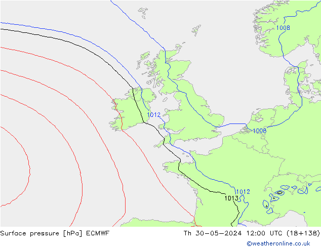 Surface pressure ECMWF Th 30.05.2024 12 UTC