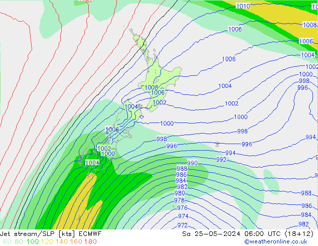 Jet stream/SLP ECMWF Sa 25.05.2024 06 UTC