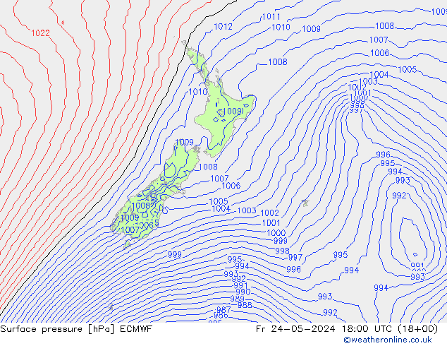 ciśnienie ECMWF pt. 24.05.2024 18 UTC