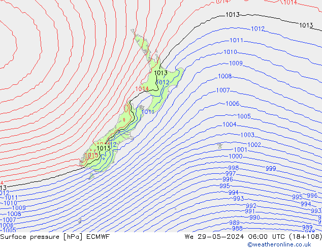 pressão do solo ECMWF Qua 29.05.2024 06 UTC