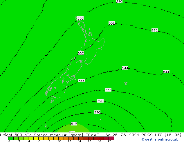 Height 500 hPa Spread ECMWF Sa 25.05.2024 00 UTC