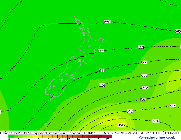 Height 500 hPa Spread ECMWF Mo 27.05.2024 00 UTC