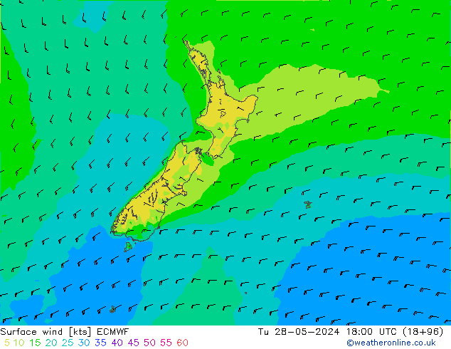 Wind 10 m ECMWF di 28.05.2024 18 UTC