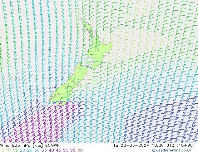 Wind 925 hPa ECMWF Tu 28.05.2024 18 UTC