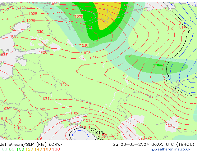 Polarjet/Bodendruck ECMWF So 26.05.2024 06 UTC