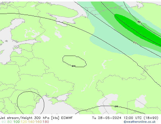 Jet stream/Height 300 hPa ECMWF Tu 28.05.2024 12 UTC