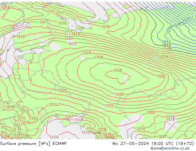 Surface pressure ECMWF Mo 27.05.2024 18 UTC