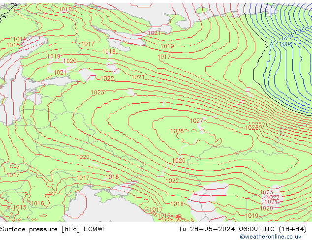 Yer basıncı ECMWF Sa 28.05.2024 06 UTC