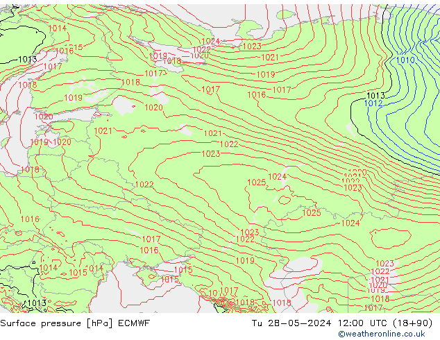 Pressione al suolo ECMWF mar 28.05.2024 12 UTC