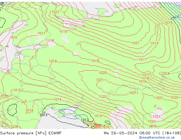 Surface pressure ECMWF We 29.05.2024 06 UTC