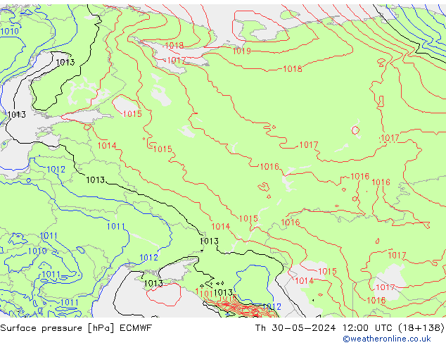 Surface pressure ECMWF Th 30.05.2024 12 UTC