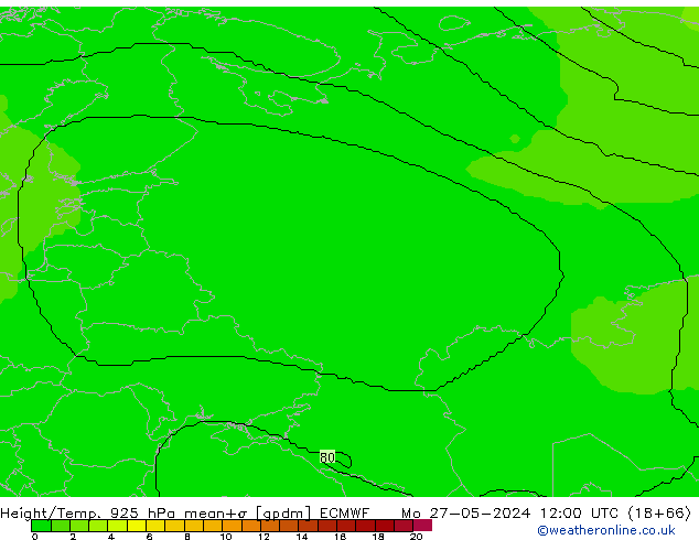 Height/Temp. 925 hPa ECMWF Po 27.05.2024 12 UTC