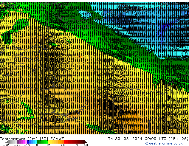 Temperature (2m) ECMWF Čt 30.05.2024 00 UTC